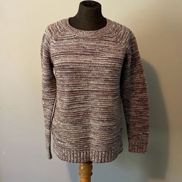 Faded Glory Women's Gray and multi colored Ribbed Knit Crochet Pullover Sweater - Picture 1 of 8